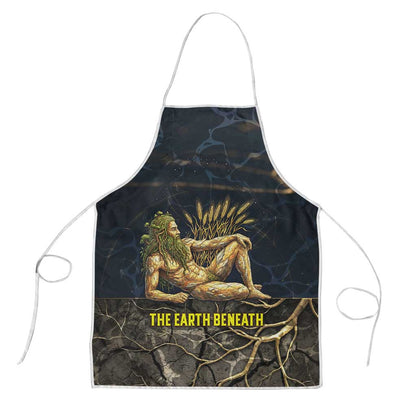Geb Apron Ancient Egyptian Cracked Earth and Wheat Illustration Egyptian Earth God - African Pride