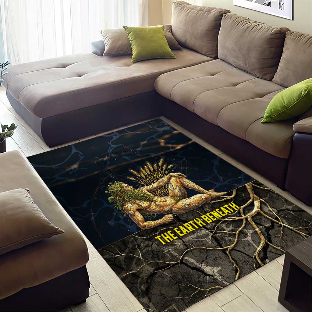 Geb Area Rug Ancient Egyptian Cracked Earth and Wheat Illustration Egyptian Earth God - African Pride