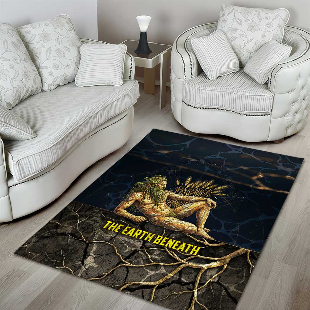 Geb Area Rug Ancient Egyptian Cracked Earth and Wheat Illustration Egyptian Earth God - African Pride