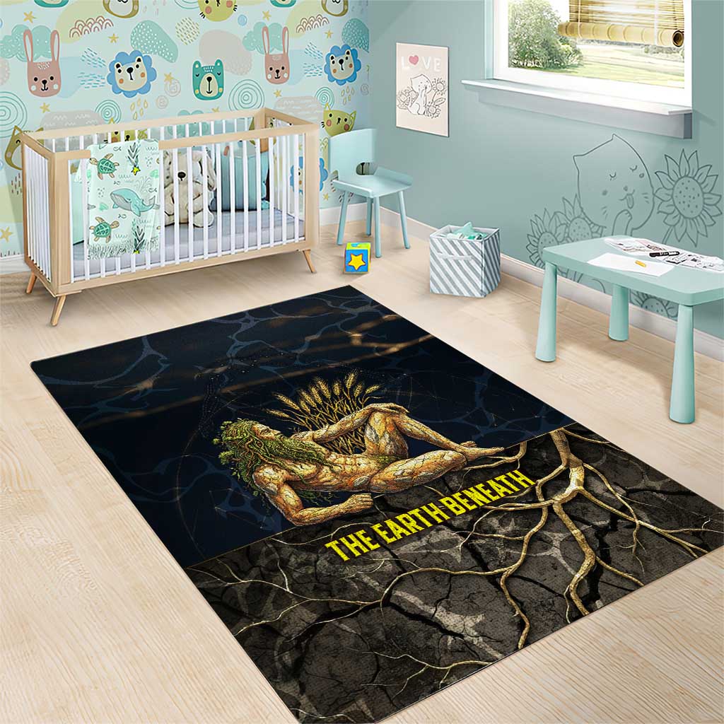 Geb Area Rug Ancient Egyptian Cracked Earth and Wheat Illustration Egyptian Earth God - African Pride