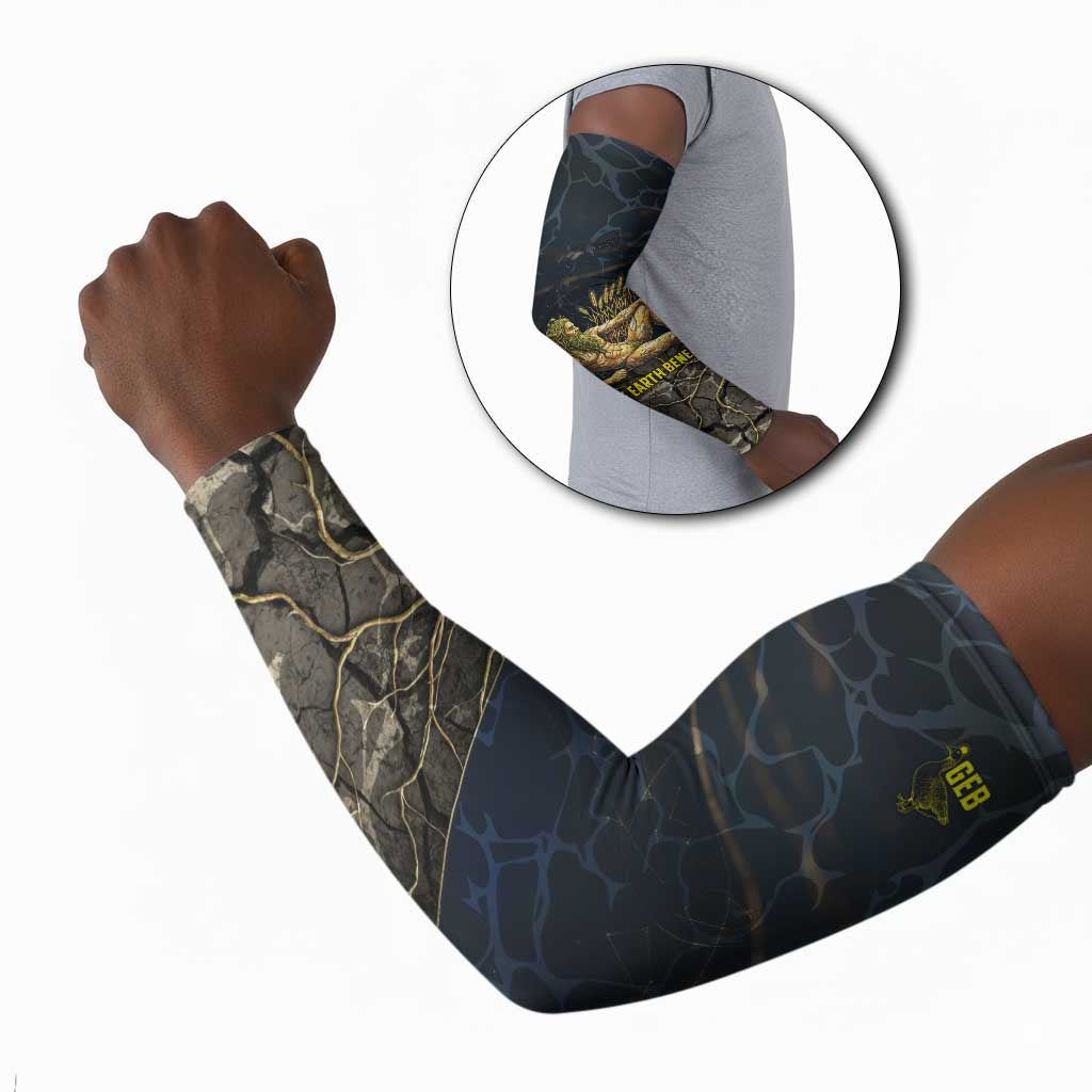 Geb Arm Sleeves Ancient Egyptian Cracked Earth and Wheat Illustration Egyptian Earth God - African Pride