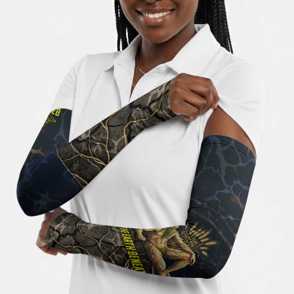 Geb Arm Sleeves Ancient Egyptian Cracked Earth and Wheat Illustration Egyptian Earth God - African Pride