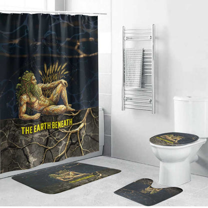 Geb Bathroom Set Ancient Egyptian Cracked Earth and Wheat Illustration Egyptian Earth God - African Pride