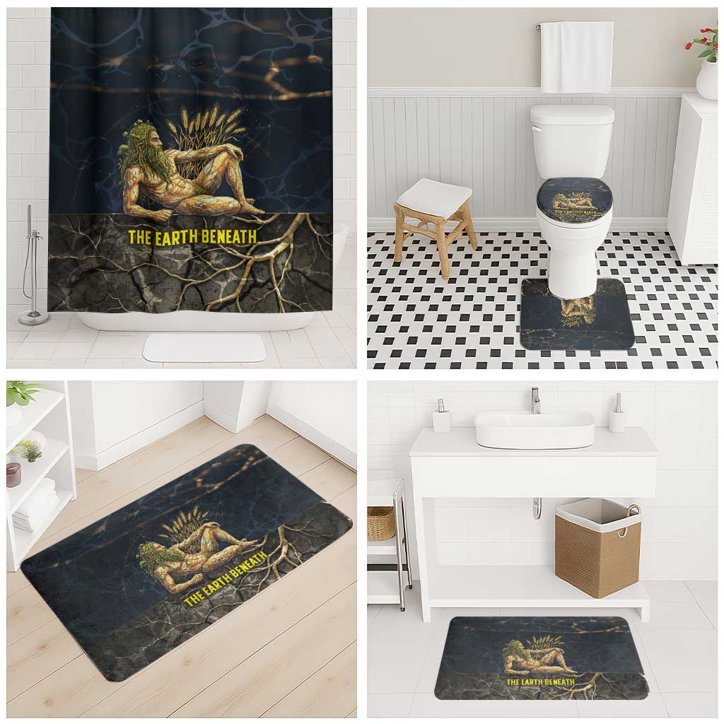 Geb Bathroom Set Ancient Egyptian Cracked Earth and Wheat Illustration Egyptian Earth God - African Pride