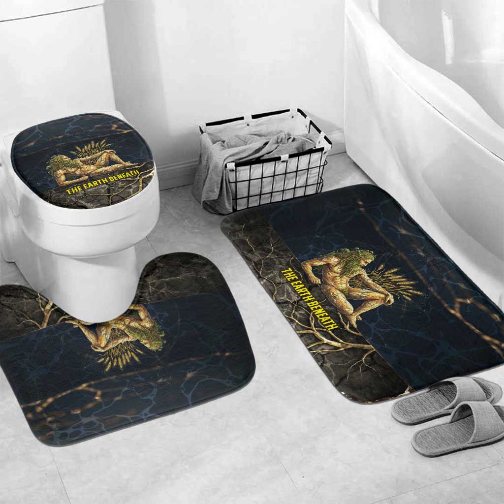 Geb Bathroom Set Ancient Egyptian Cracked Earth and Wheat Illustration Egyptian Earth God - African Pride