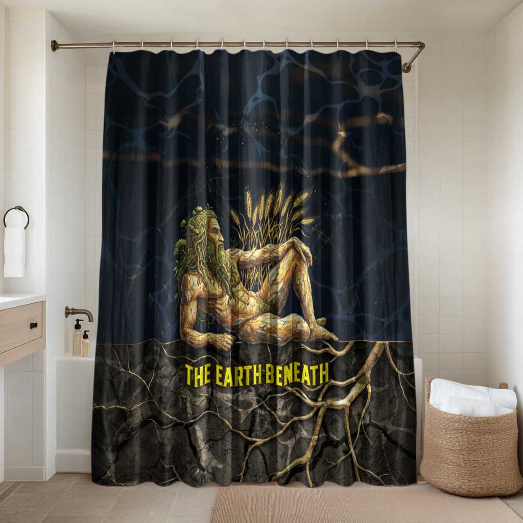 Geb Bathroom Set Ancient Egyptian Cracked Earth and Wheat Illustration Egyptian Earth God - African Pride