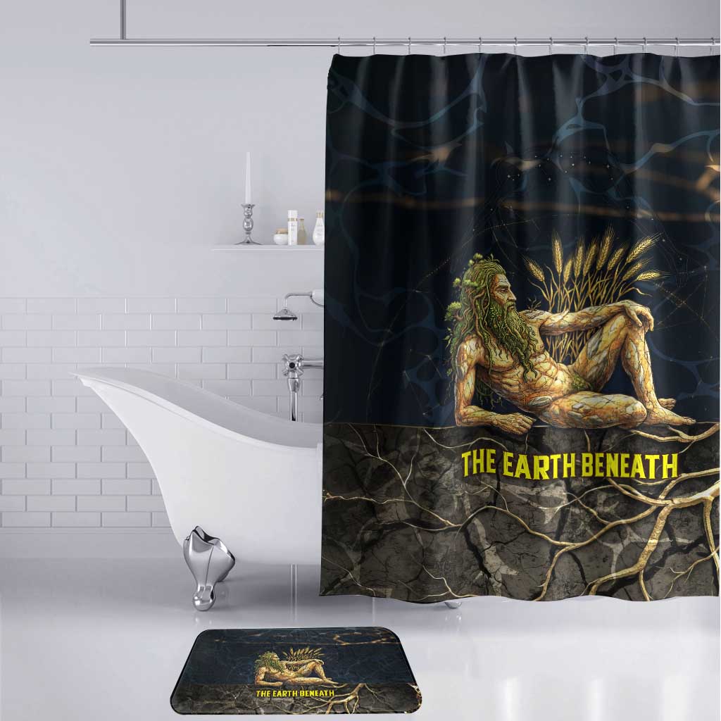 Geb Bathroom Set Ancient Egyptian Cracked Earth and Wheat Illustration Egyptian Earth God - African Pride