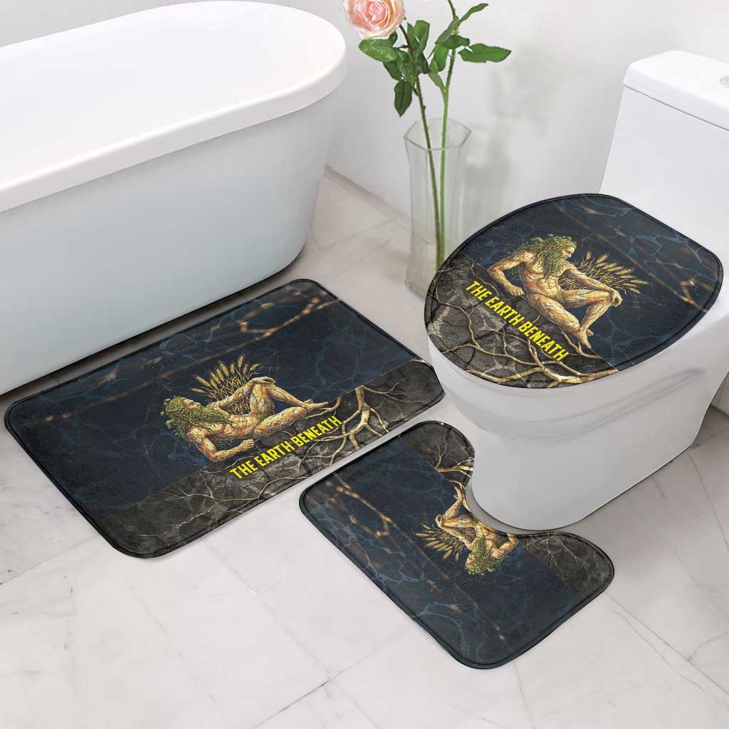 Geb Bathroom Set Ancient Egyptian Cracked Earth and Wheat Illustration Egyptian Earth God - African Pride