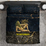 Geb Bedding Set Ancient Egyptian Cracked Earth and Wheat Illustration Egyptian Earth God - African Pride