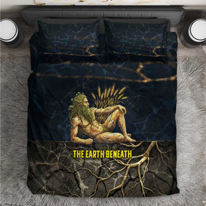 Geb Bedding Set Ancient Egyptian Cracked Earth and Wheat Illustration Egyptian Earth God - African Pride