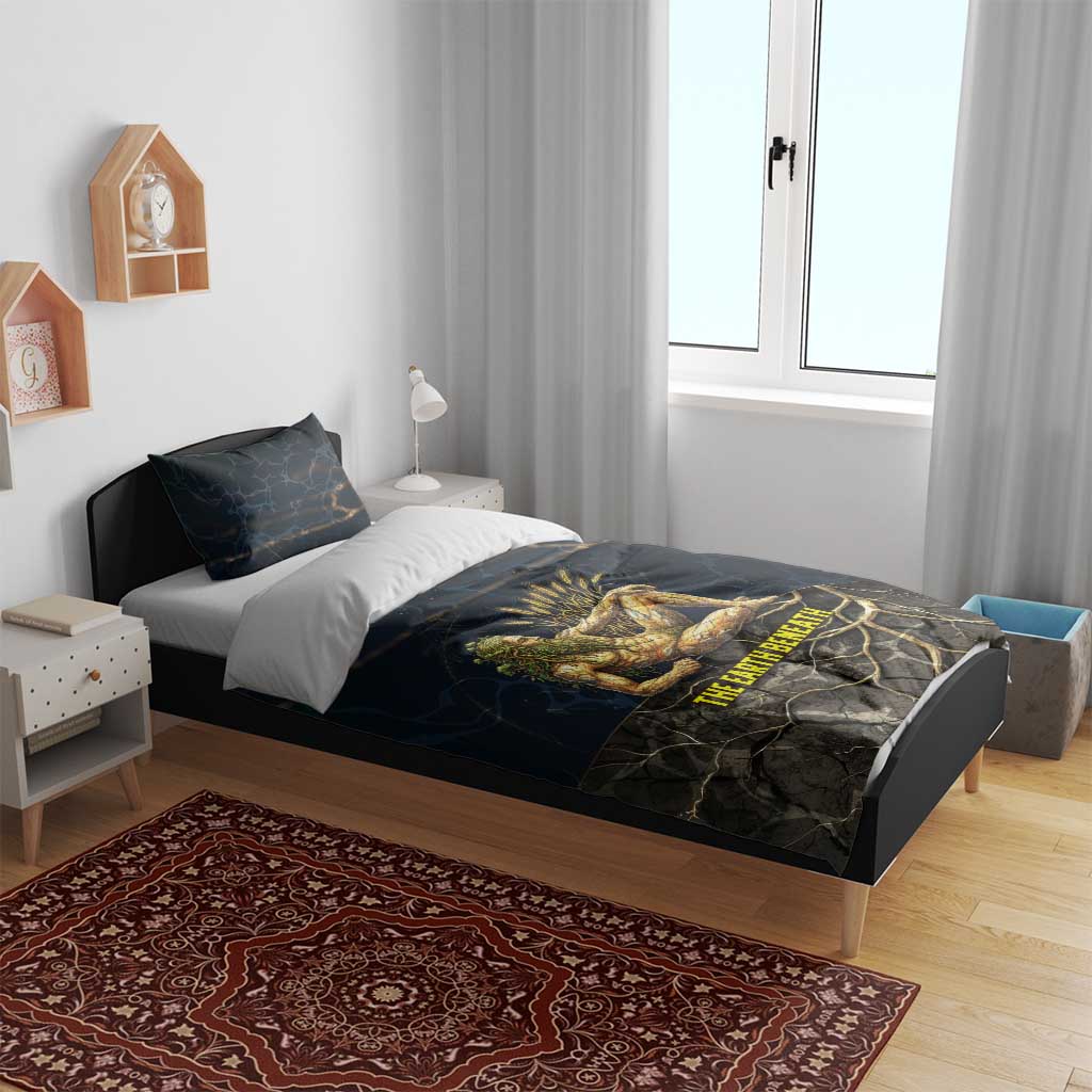 Geb Bedding Set Ancient Egyptian Cracked Earth and Wheat Illustration Egyptian Earth God - African Pride
