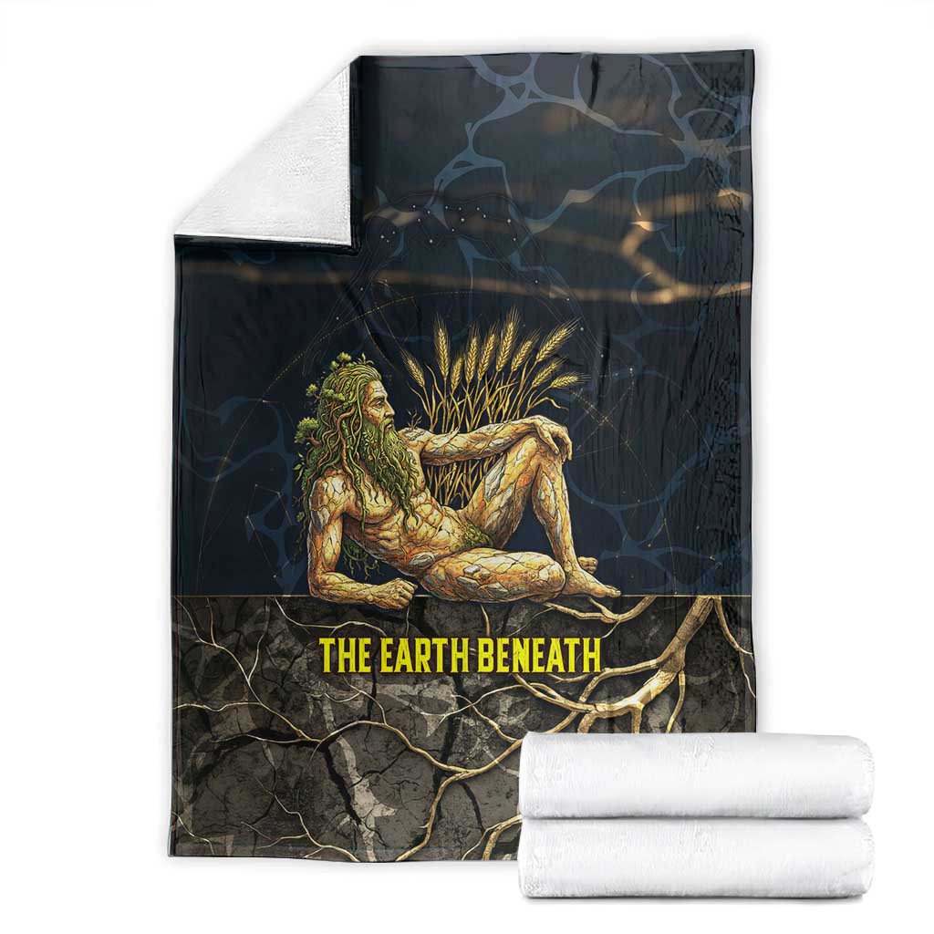 Geb Blanket Ancient Egyptian Cracked Earth and Wheat Illustration Egyptian Earth God - African Pride