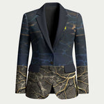 Geb Blazer Ancient Egyptian Cracked Earth and Wheat Illustration Egyptian Earth God - African Pride