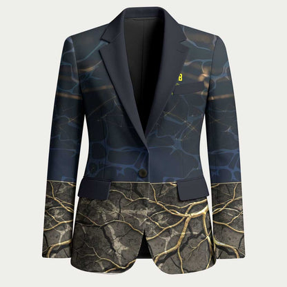 Geb Blazer Ancient Egyptian Cracked Earth and Wheat Illustration Egyptian Earth God - African Pride