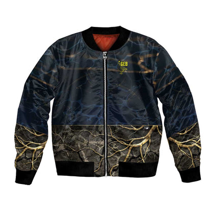 Geb Bomber Jacket Ancient Egyptian Cracked Earth and Wheat Illustration Egyptian Earth God - African Pride