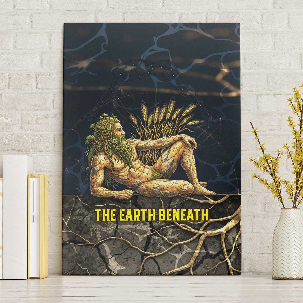 Geb Canvas Wall Art Ancient Egyptian Cracked Earth and Wheat Illustration Egyptian Earth God - African Pride