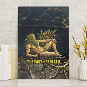 Geb Canvas Wall Art Ancient Egyptian Cracked Earth and Wheat Illustration Egyptian Earth God - African Pride
