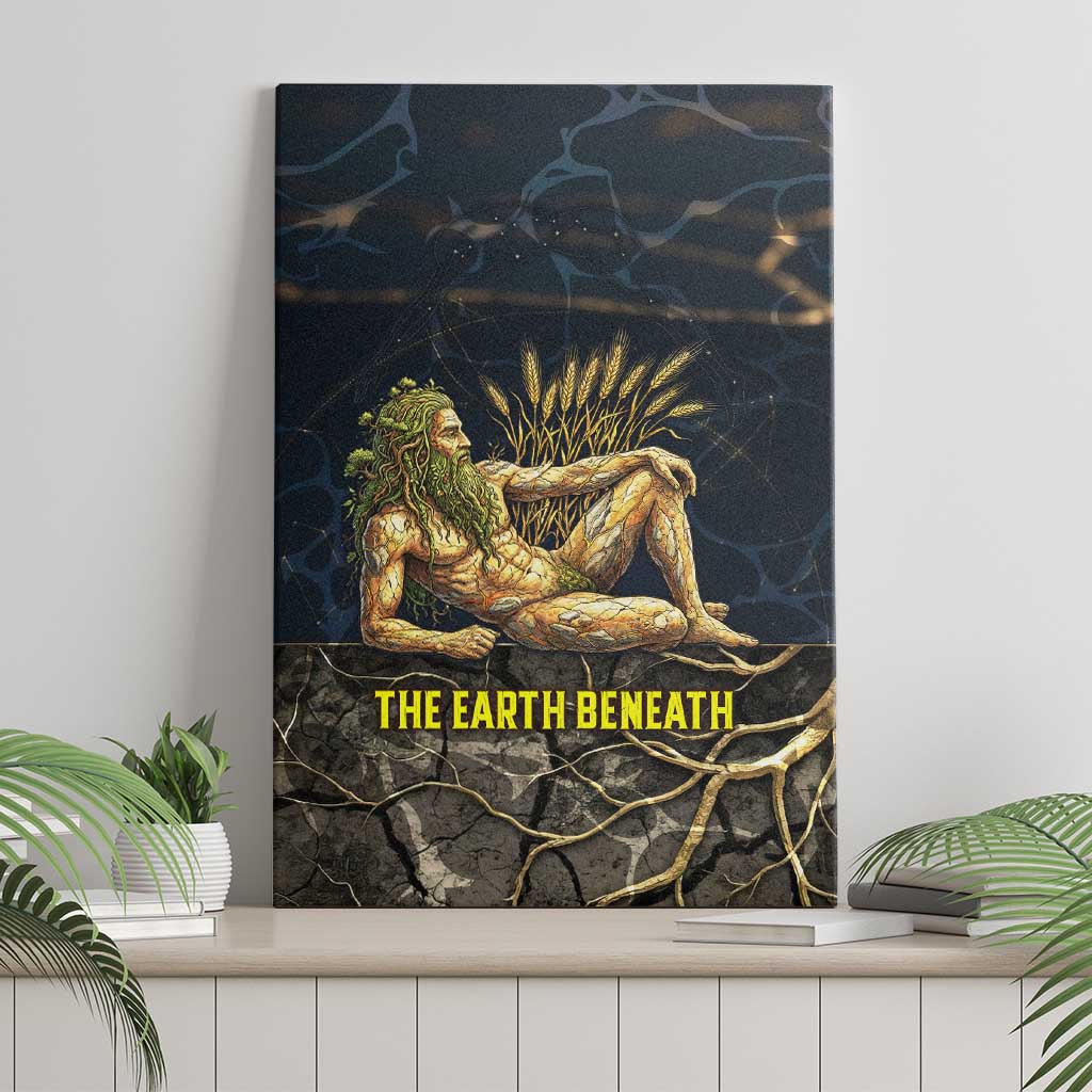 Geb Canvas Wall Art Ancient Egyptian Cracked Earth and Wheat Illustration Egyptian Earth God - African Pride