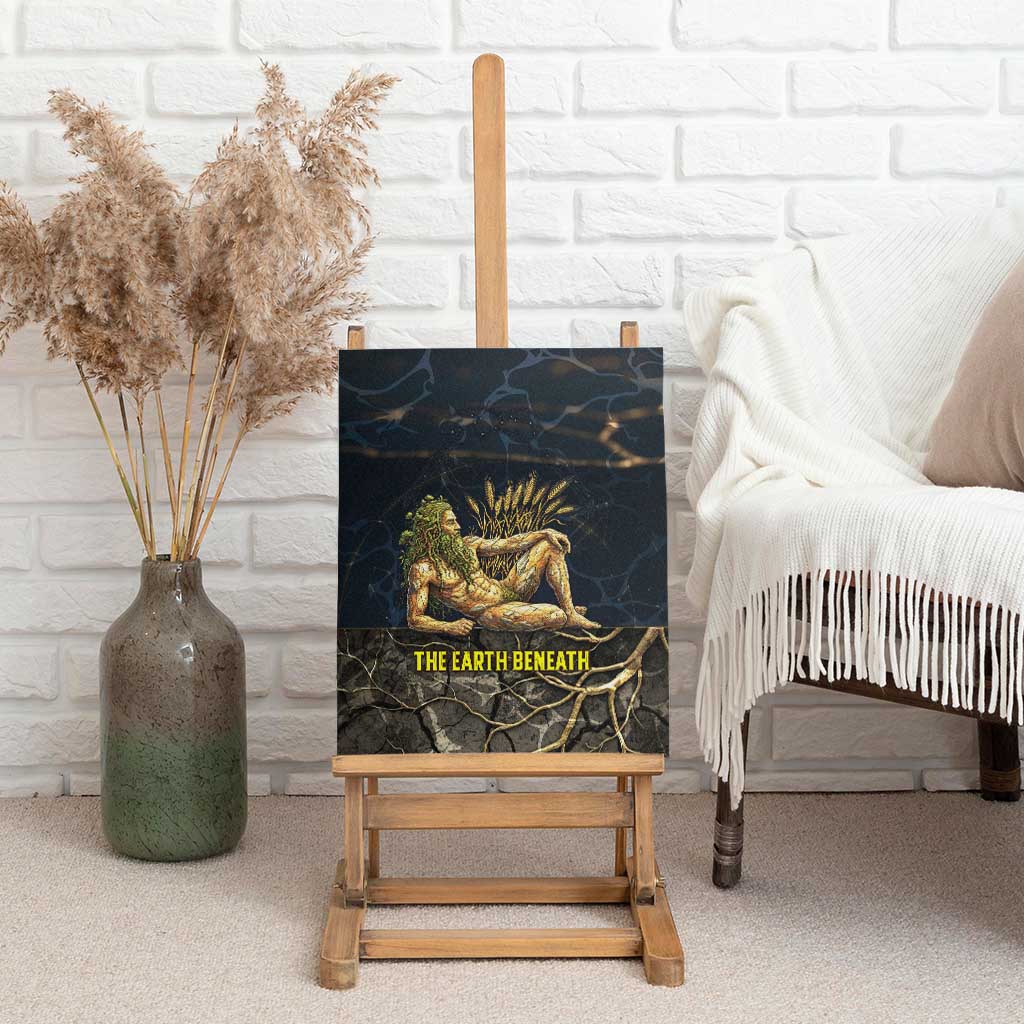 Geb Canvas Wall Art Ancient Egyptian Cracked Earth and Wheat Illustration Egyptian Earth God - African Pride