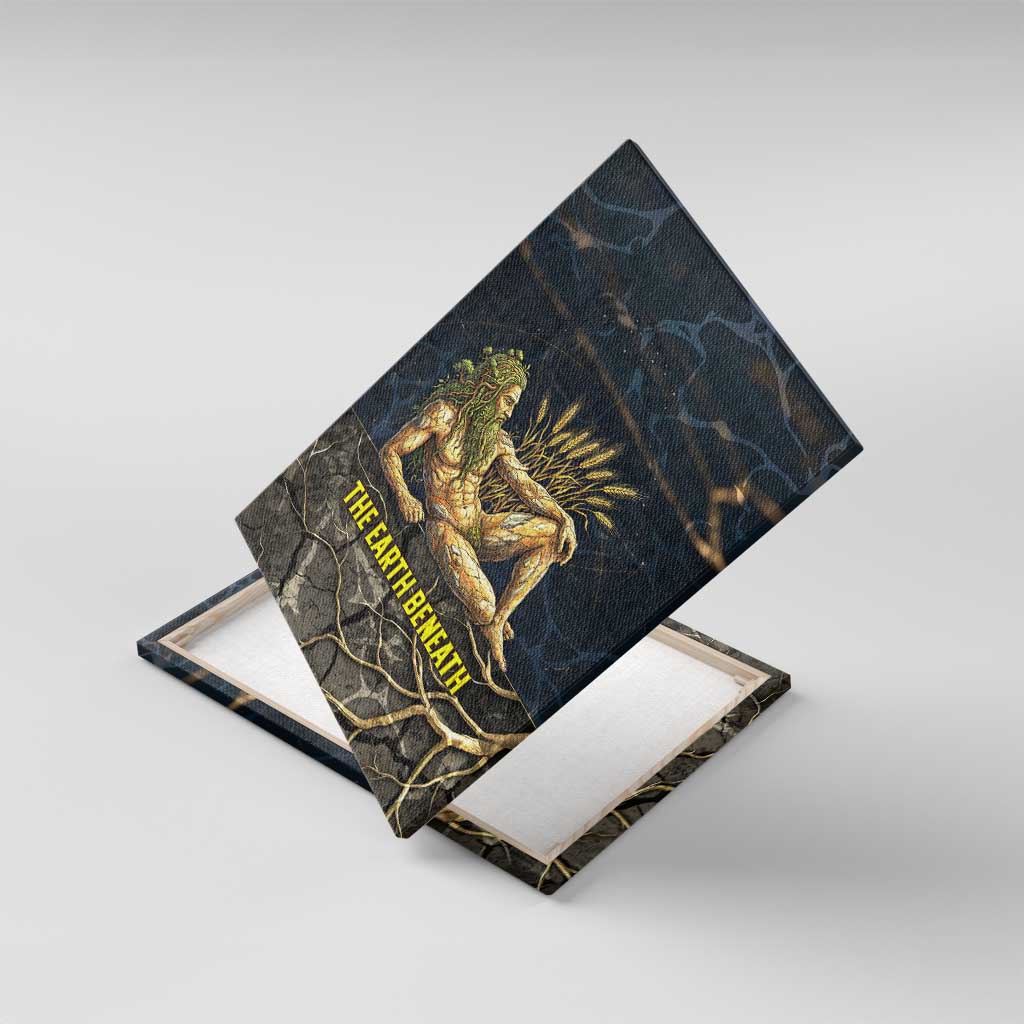 Geb Canvas Wall Art Ancient Egyptian Cracked Earth and Wheat Illustration Egyptian Earth God - African Pride