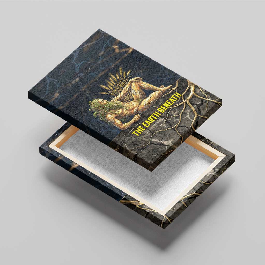 Geb Canvas Wall Art Ancient Egyptian Cracked Earth and Wheat Illustration Egyptian Earth God - African Pride