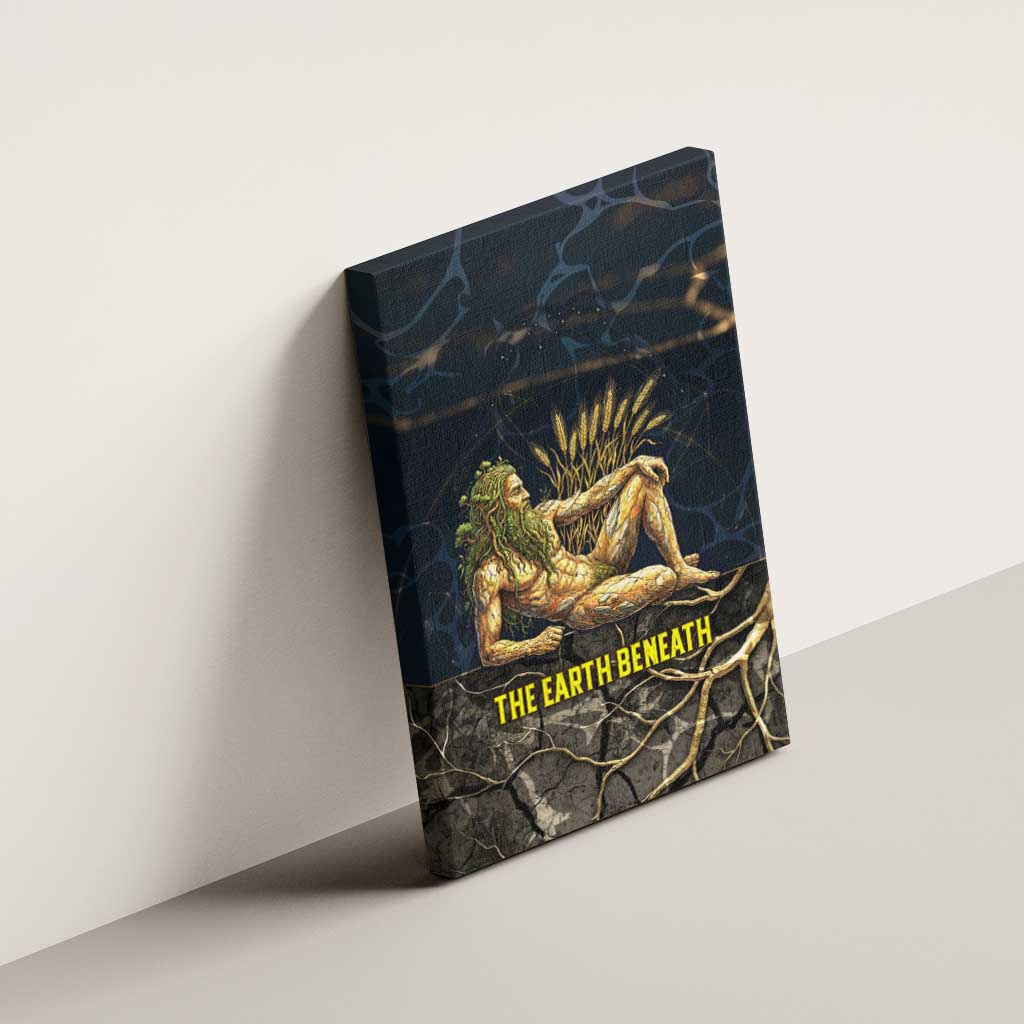 Geb Canvas Wall Art Ancient Egyptian Cracked Earth and Wheat Illustration Egyptian Earth God - African Pride