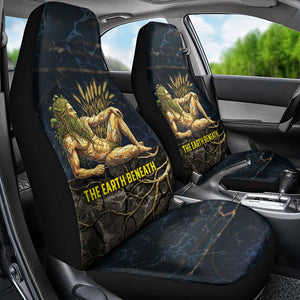 Geb Car Seat Cover Ancient Egyptian Cracked Earth and Wheat Illustration Egyptian Earth God - African Pride