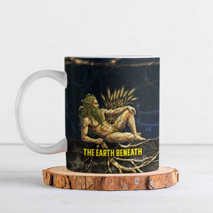 Geb Ceramic Mug Ancient Egyptian Cracked Earth and Wheat Illustration Egyptian Earth God - African Pride