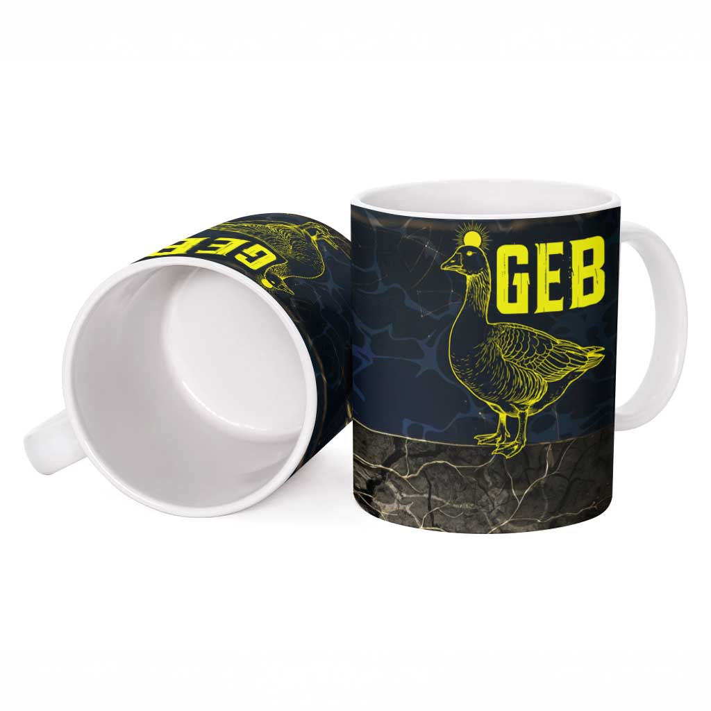 Geb Ceramic Mug Ancient Egyptian Cracked Earth and Wheat Illustration Egyptian Earth God - African Pride