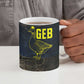 Geb Ceramic Mug Ancient Egyptian Cracked Earth and Wheat Illustration Egyptian Earth God - African Pride