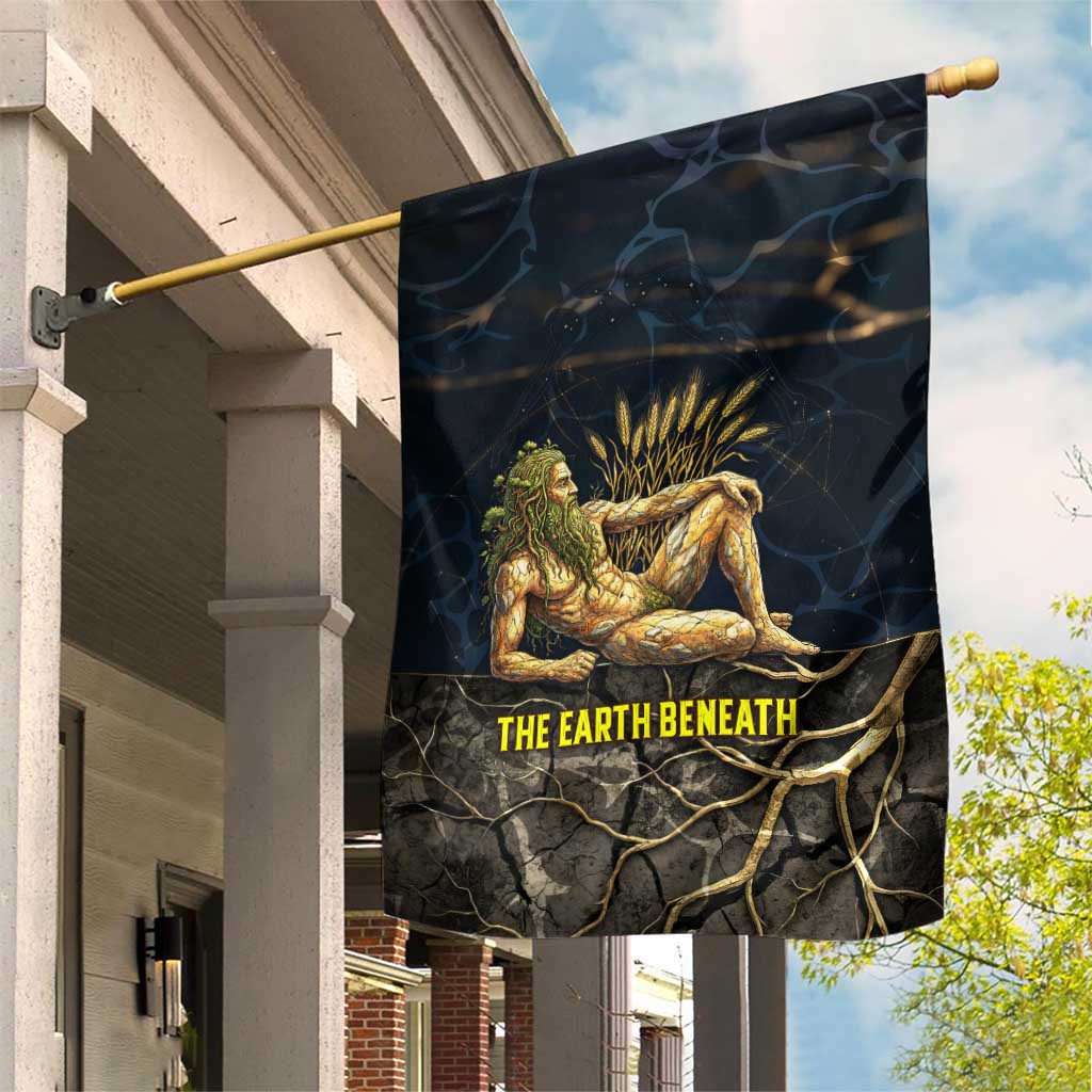 Geb Garden Flag Ancient Egyptian Cracked Earth and Wheat Illustration Egyptian Earth God - African Pride
