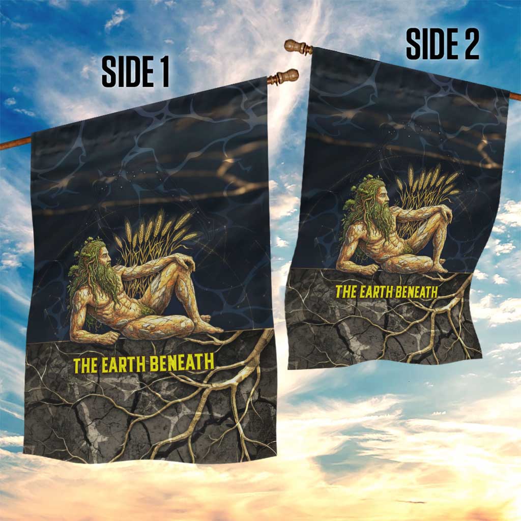 Geb Garden Flag Ancient Egyptian Cracked Earth and Wheat Illustration Egyptian Earth God - African Pride