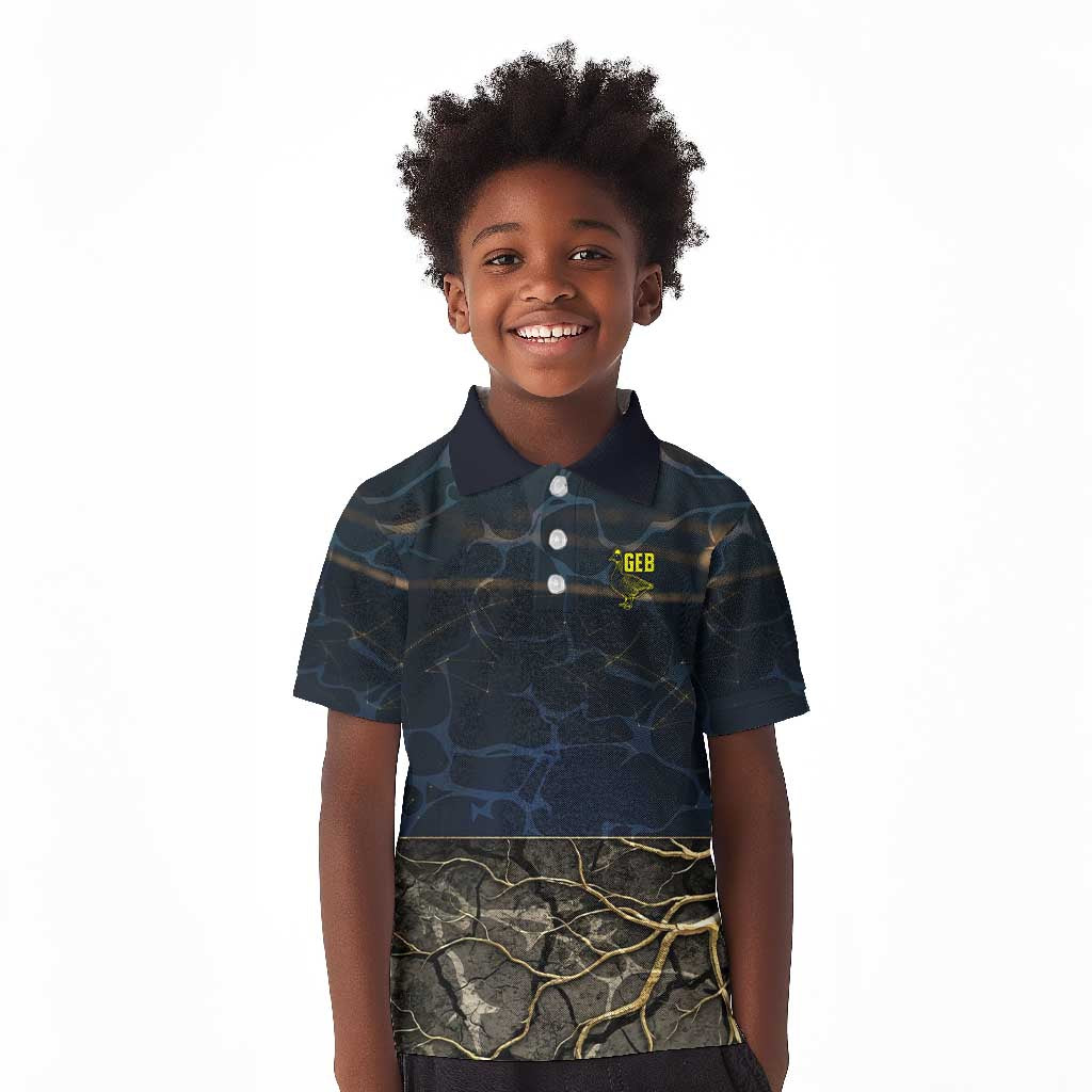Geb Kid Polo Shirt Ancient Egyptian Cracked Earth and Wheat Illustration Egyptian Earth God - African Pride