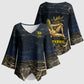 Geb Kimono Sleeve Blouse Ancient Egyptian Cracked Earth and Wheat Illustration Egyptian Earth God - African Pride