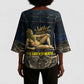 Geb Kimono Sleeve Blouse Ancient Egyptian Cracked Earth and Wheat Illustration Egyptian Earth God - African Pride