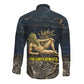 Geb Long Sleeve Button Shirt Ancient Egyptian Cracked Earth and Wheat Illustration Egyptian Earth God - African Pride