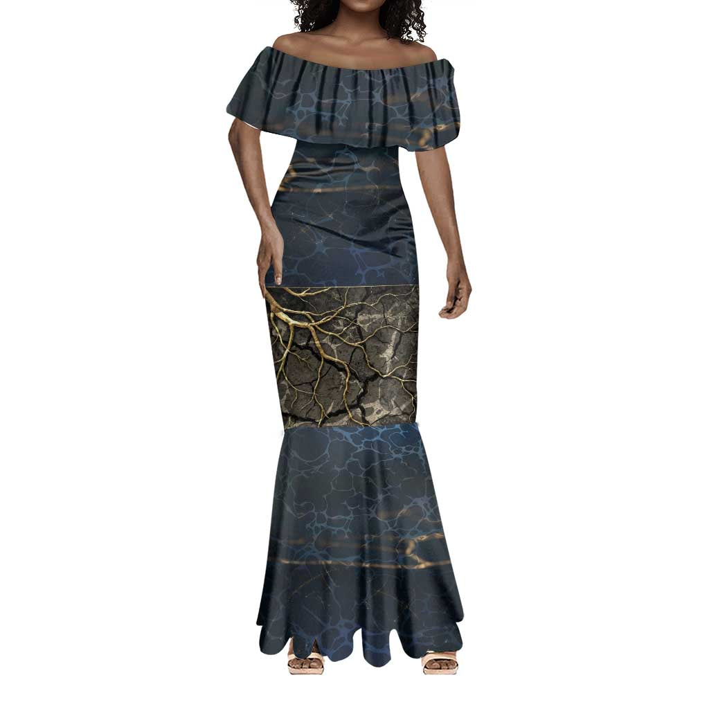Geb Mermaid Dress Ancient Egyptian Cracked Earth and Wheat Illustration Egyptian Earth God - African Pride