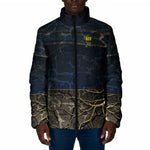 Geb Padded Jacket Ancient Egyptian Cracked Earth and Wheat Illustration Egyptian Earth God - African Pride