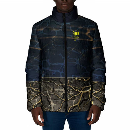 Geb Padded Jacket Ancient Egyptian Cracked Earth and Wheat Illustration Egyptian Earth God - African Pride
