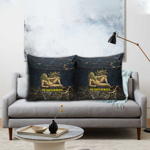Geb Pillow Cover Ancient Egyptian Cracked Earth and Wheat Illustration Egyptian Earth God - African Pride