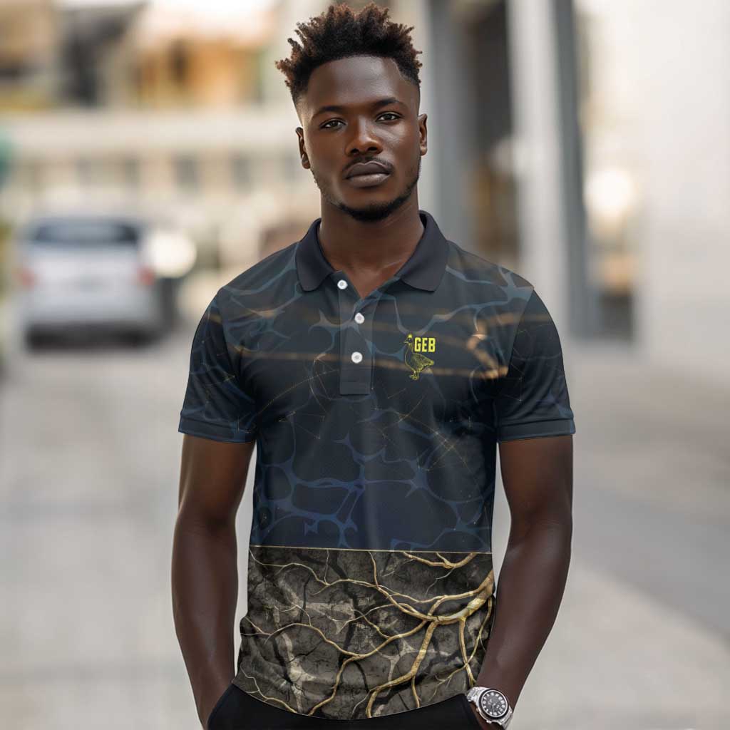 Geb Polo Shirt Ancient Egyptian Cracked Earth and Wheat Illustration Egyptian Earth God - African Pride