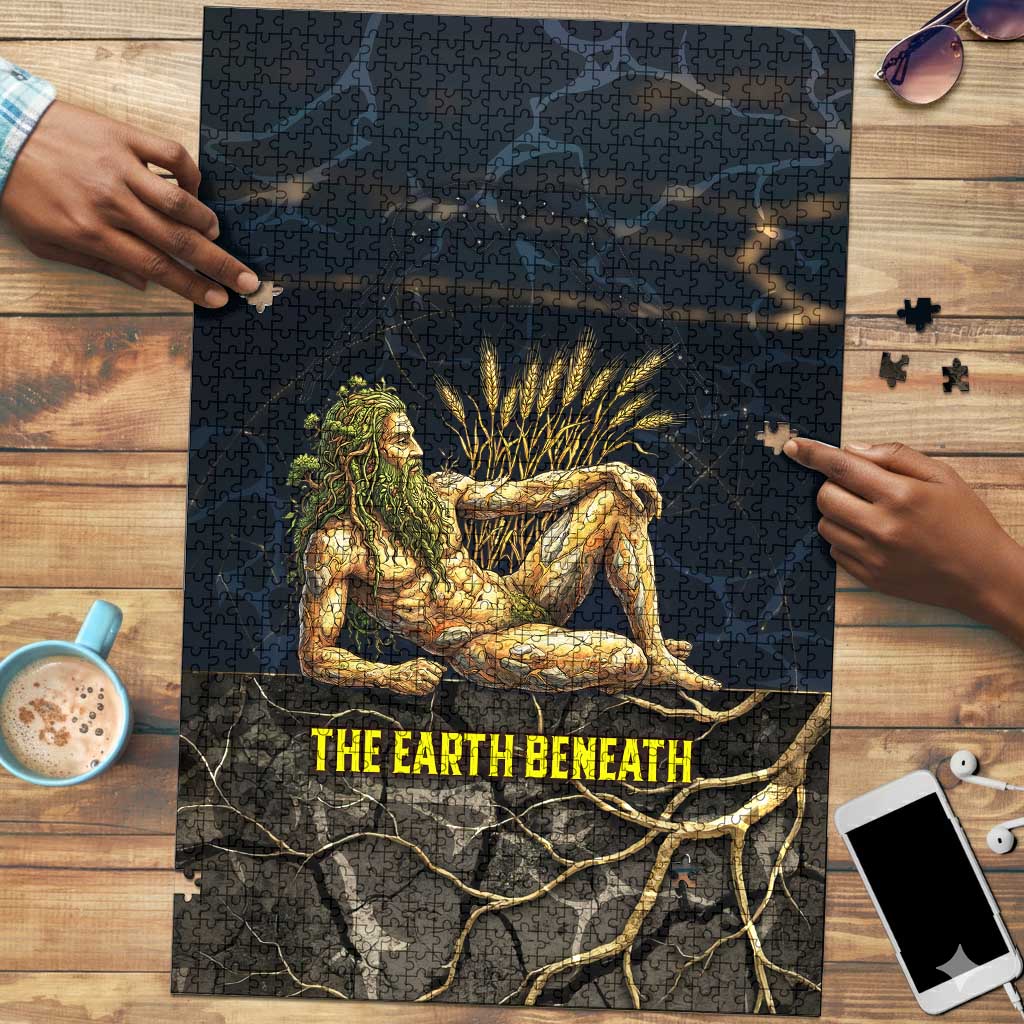 Geb Puzzle Ancient Egyptian Cracked Earth and Wheat Illustration Egyptian Earth God - African Pride