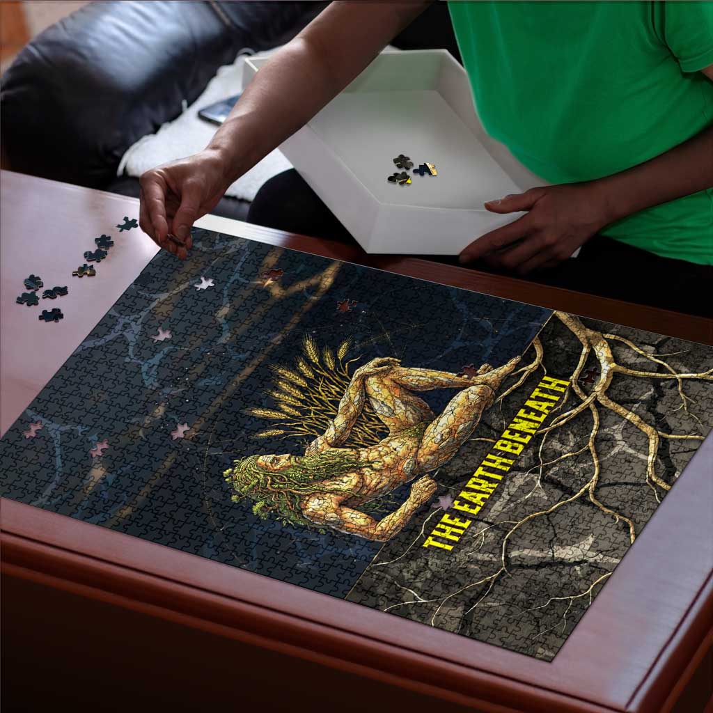 Geb Puzzle Ancient Egyptian Cracked Earth and Wheat Illustration Egyptian Earth God - African Pride