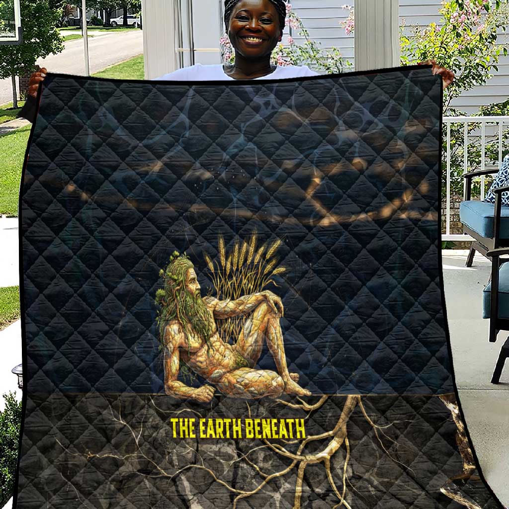 Geb Quilt Ancient Egyptian Cracked Earth and Wheat Illustration Egyptian Earth God - African Pride