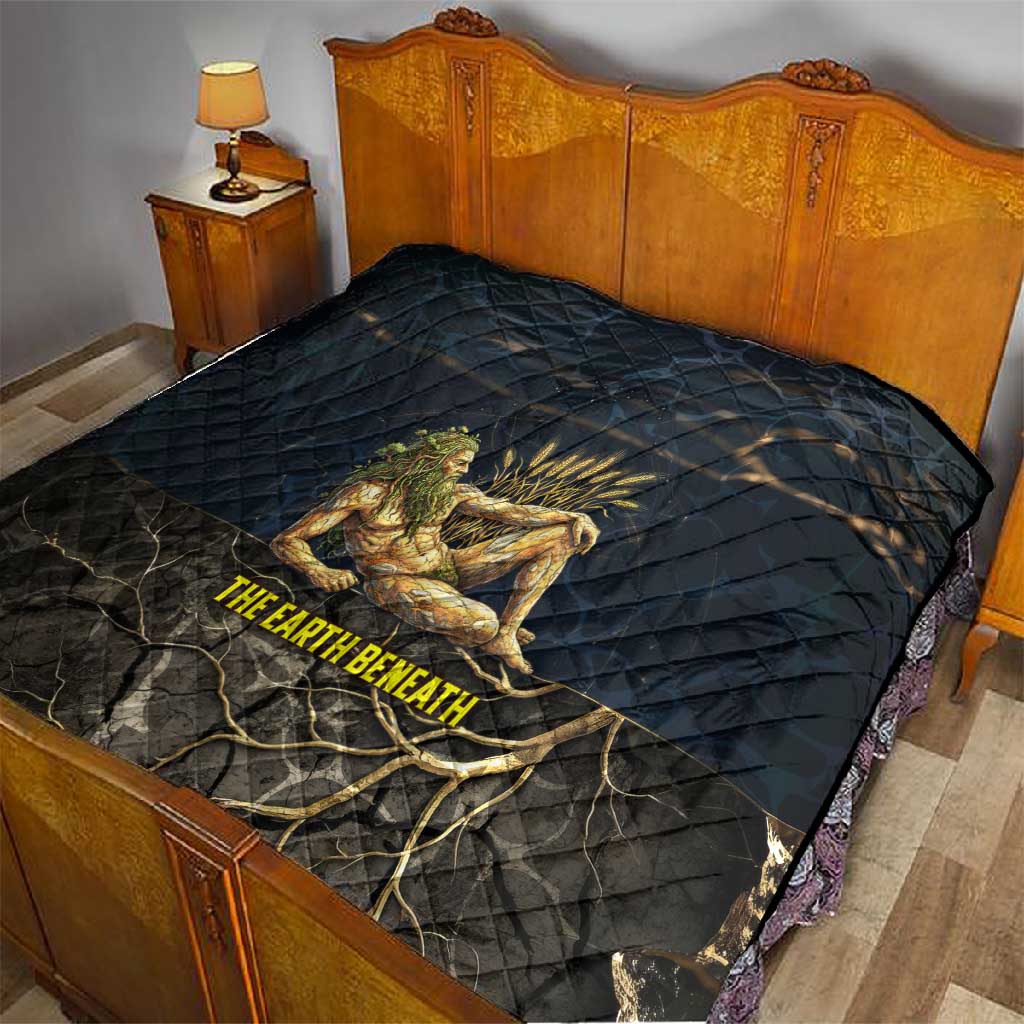 Geb Quilt Ancient Egyptian Cracked Earth and Wheat Illustration Egyptian Earth God - African Pride
