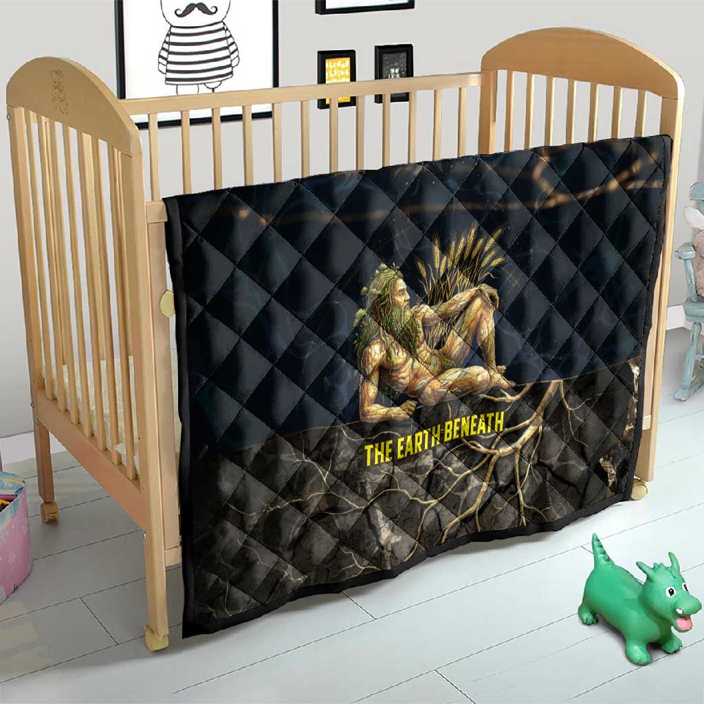 Geb Quilt Ancient Egyptian Cracked Earth and Wheat Illustration Egyptian Earth God - African Pride