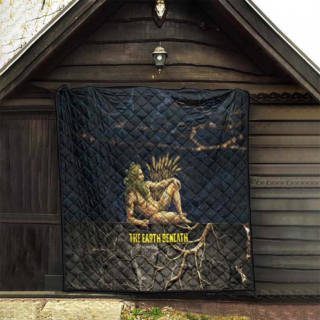 Geb Quilt Ancient Egyptian Cracked Earth and Wheat Illustration Egyptian Earth God - African Pride