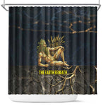 Geb Shower Curtain Ancient Egyptian Cracked Earth and Wheat Illustration Egyptian Earth God - African Pride
