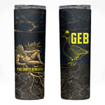 Geb Skinny Tumbler Ancient Egyptian Cracked Earth and Wheat Illustration Egyptian Earth God - African Pride