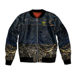 Geb Sleeve Zip Bomber Jacket Ancient Egyptian Cracked Earth and Wheat Illustration Egyptian Earth God - African Pride